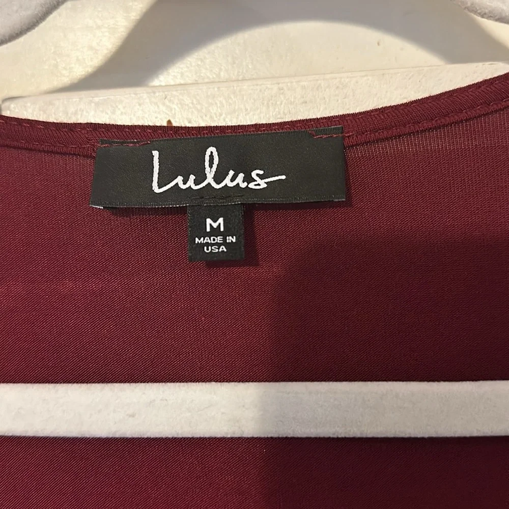 LULU’s Twirl-Worthy Burgundy Wrap Dress - Picture 8 of 9